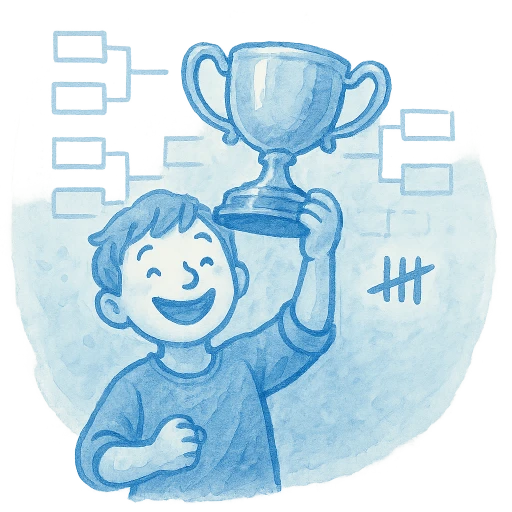 Hand-drawn watercolor illustration — tournament scorekeeping